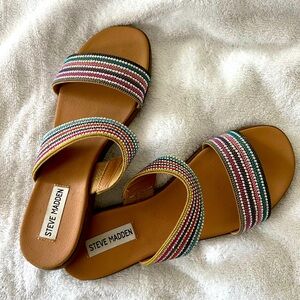 Steve Madden Size 8.5 Multicolored Rhinestone Sandals